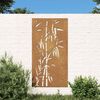 vidaXL Decoração p/ muro de jardim 105x55 cm aço corten design bambu