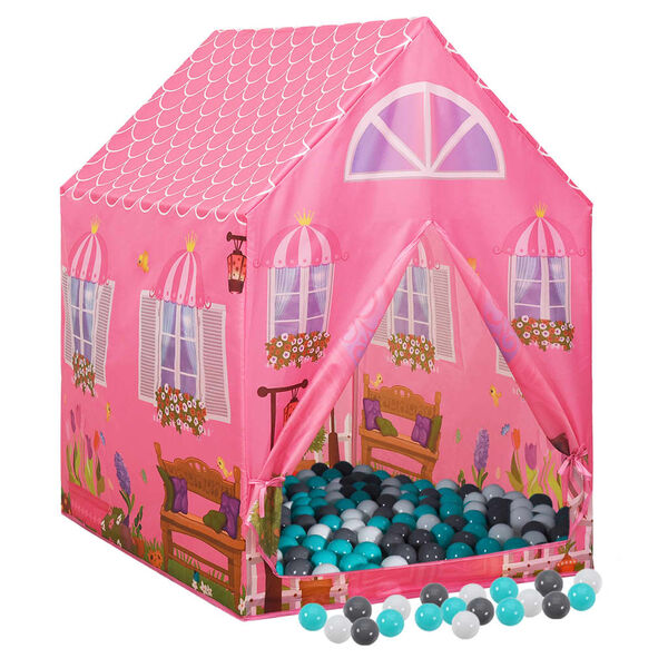 vidaXL Tenda de brincar infantil com 250 bolas 69x94x104 cm rosa