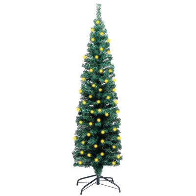 vidaXL Árvore de Natal pré-iluminada fina com suporte 150 cm PVC verde