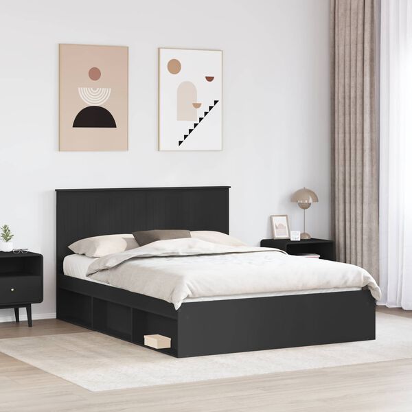 vidaXL Estrutura da Cama Preto 150 x 200 cm Madeira de Pinheiro S&oacute;lida