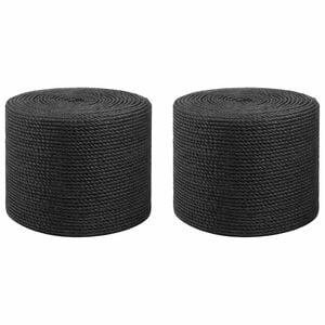 vidaXL Corda de juta 2 unid. 2 mm Preto 100% juta Tossa