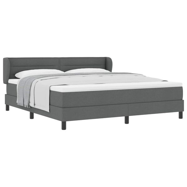 vidaXL Cama Box com colch&atilde;o Cinzento escuro 180 x 200 cm tecido