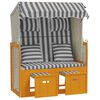 vidaXL Strandkorb com almofad&otilde;es vime PE e madeira maci&ccedil;a branco/cinza