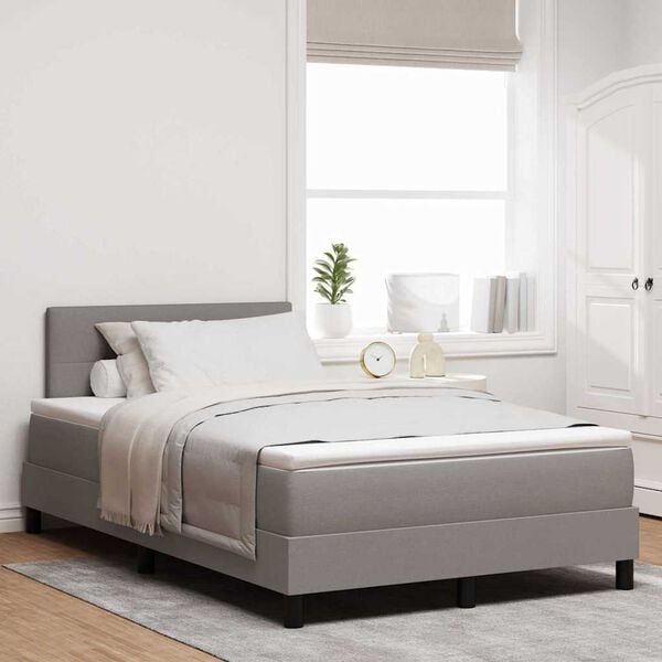 vidaXL Cama Box com colch&atilde;o Cinzento-acastanhado 120 x 190 cm tecido