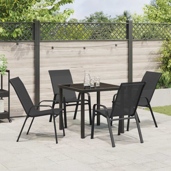 vidaXL Conjunto de Jantar para Jardim 5 pcs Preto