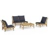 vidaXL 4pcs conj. lounge de jardim bambu c/ almofad&otilde;es cinzento-escuro