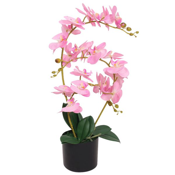 vidaXL Planta orqu&iacute;dea artificial com vaso 65 cm rosa