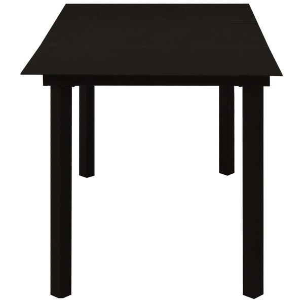 vidaXL Mesa de jantar para jardim 150x80x74 cm a&ccedil;o e vidro preto