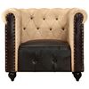 vidaXL Poltrona chesterfield couro genu&iacute;no castanho