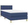 vidaXL Cama box spring c/ colch&atilde;o e LED 90x200 cm tecido azul