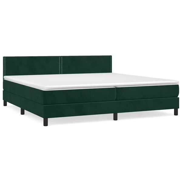 vidaXL Cama com molas/colch&atilde;o 200x200 cm veludo verde-escuro