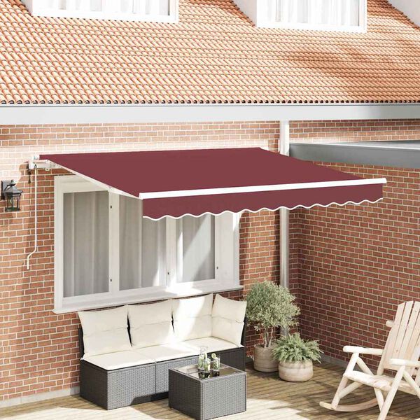 vidaXL Toldo Retr&aacute;til Borgonha 300 x 200 cm tecido