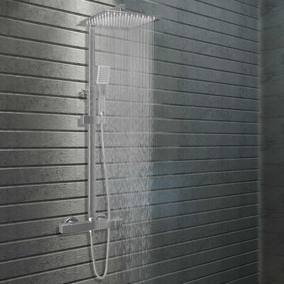 vidaXL Conjunto duche com dois chuveiros e termostato aço inoxidável