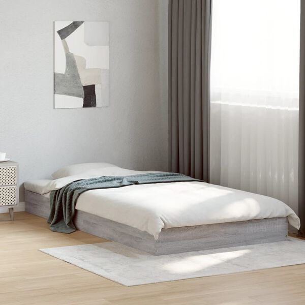 vidaXL Estrutura cama 100x200 cm derivados de madeira cinzento sonoma