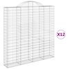 vidaXL Cestos gabi&atilde;o arqueados 12 pcs 200x30x200/220 ferro galvanizado