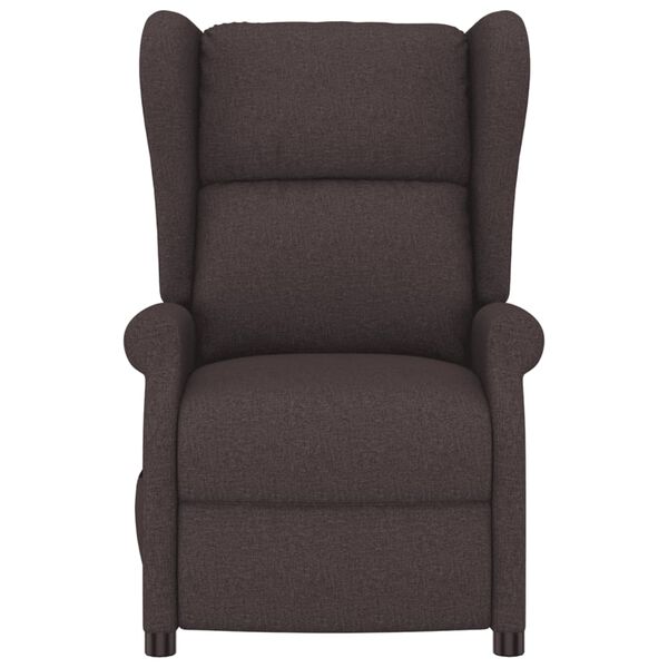 vidaXL Poltrona reclin&aacute;vel el&eacute;trica tecido castanho-escuro