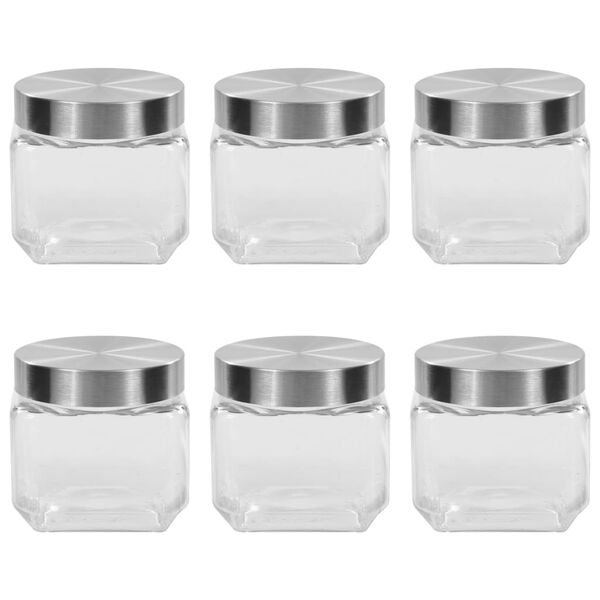 vidaXL Frascos de vidro com tampa prateada 6 pcs 800 ml
