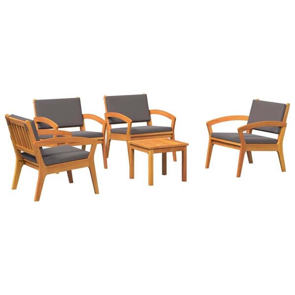 vidaXL Conjunto bistro com almofada 5 pcs Castanho Poli&eacute;ster