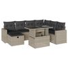 vidaXL 8 pcs conj. sof&aacute;s jardim c/ almofad&otilde;es vime PE cinzento-claro