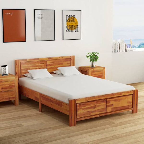 vidaXL Estrutura de cama madeira de ac&aacute;cia maci&ccedil;a 140x200 cm