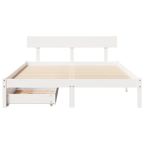 vidaXL Cama sem colch&atilde;o 150x200 cm madeira de pinho maci&ccedil;a branco