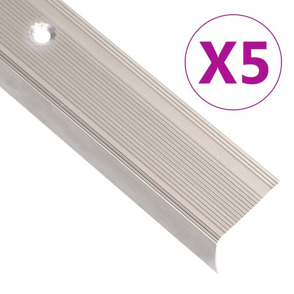 vidaXL Perfil p/ escada em forma de L 5 pcs alumínio 100 cm champanhe