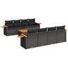 vidaXL 9 pcs conjunto de sof&aacute;s p/ jardim c/ almofad&otilde;es vime PE preto