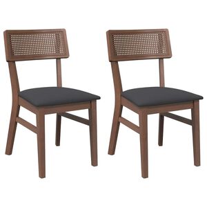 vidaXL Cadeiras de jantar com almofad&otilde;es 2 pcs madeira maci&ccedil;a castanho