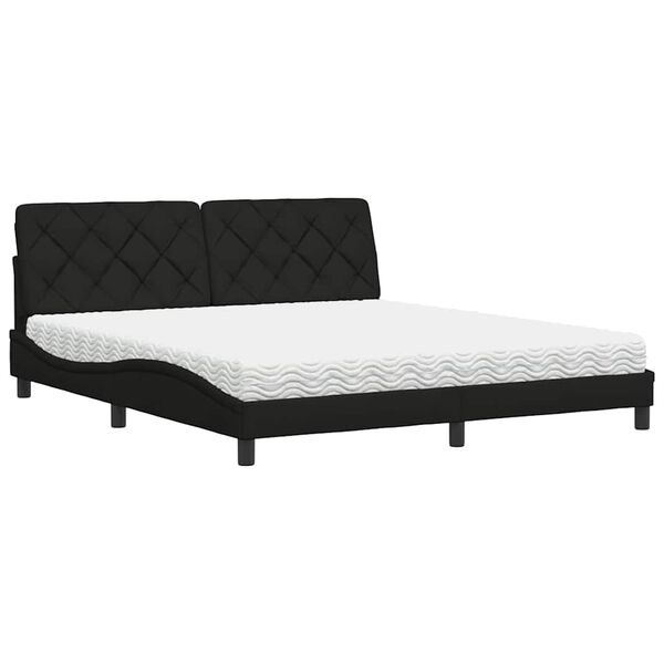 vidaXL Cama com colchão 180x200 cm tecido preto
