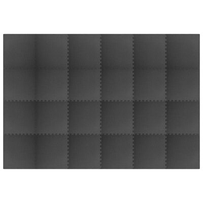 vidaXL Tapetes de chão 24 pcs 8,64 ㎡ espuma de EVA preto