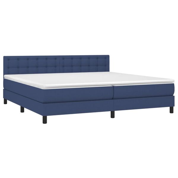 vidaXL Cama box spring c/ colch&atilde;o e LED 200x200 cm tecido azul