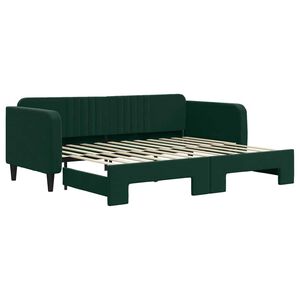 vidaXL Sof&aacute;-cama com gavet&atilde;o 90x200 cm veludo verde-escuro