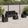 vidaXL 6 pcs conjunto sof&aacute;s de jardim c/ almofad&otilde;es vime PE preto