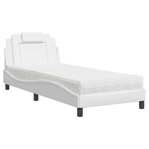 vidaXL Cama Viana com colch&atilde;o 80x200 cm couro artificial branco