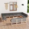 vidaXL 14 pcs conjunto lounge de jardim com almofad&otilde;es pinho maci&ccedil;o