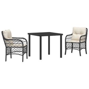 vidaXL Conjunto de Jantar para Jardim com almofada 5 pcs Preto vime PE