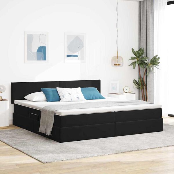 vidaXL Cama com Armazenamento com colch&atilde;o Preto 200 x 200 cm Veludo
