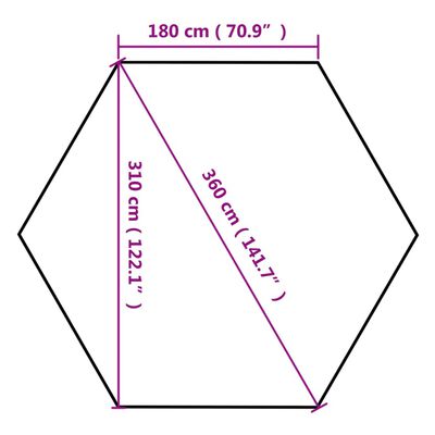 vidaXL Tenda pop-up hexágono c/paredes 3,6x3,1m 220g/m² cinza-castanho