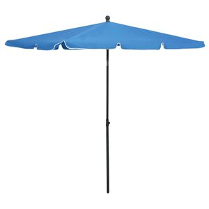 vidaXL Guarda-sol de jardim com mastro 210x140 cm azul-ciano