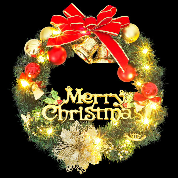 vidaXL Grinalda de Natal com 15 luzes LED 30 cm verde