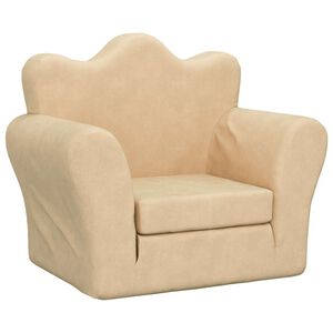vidaXL Sof&aacute;-cama infantil peluche macio creme