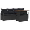vidaXL Conjunto de Sof&aacute; de Jardim 5 pcs Preto Rattan Sint&eacute;tico