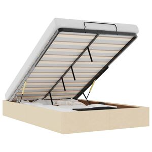 vidaXL Estrutura de cama otomana sem colch&atilde;o 120x190 cm tecido creme