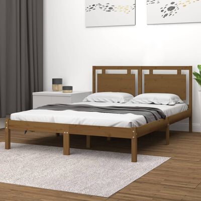vidaXL Estrutura cama pequena de casal 120x190 cm madeira castanho-mel