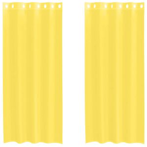 vidaXL Cortinas de voile com ilh&oacute;s 2 pcs amarelo
