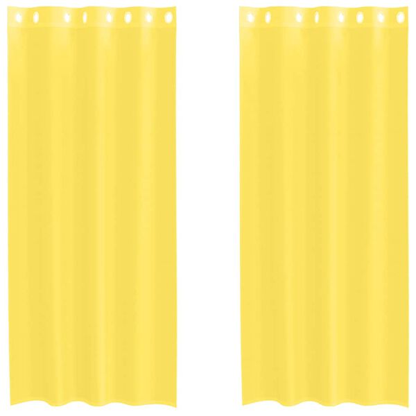 vidaXL Cortinas de voile com ilhós 2 pcs amarelo