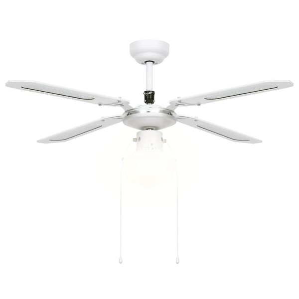 vidaXL Ventoinha de teto com luz 106 cm branco