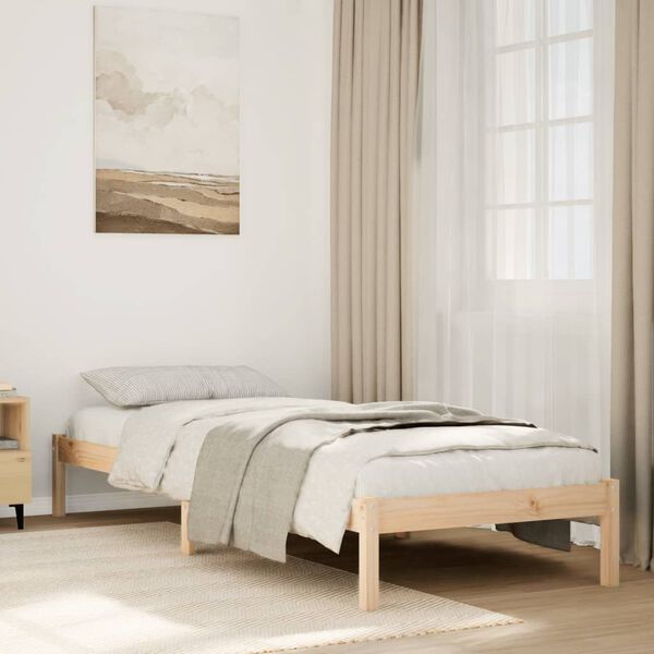 vidaXL Cama extra longa sem colch&atilde;o 90x220 cm madeira de pinho maci&ccedil;a