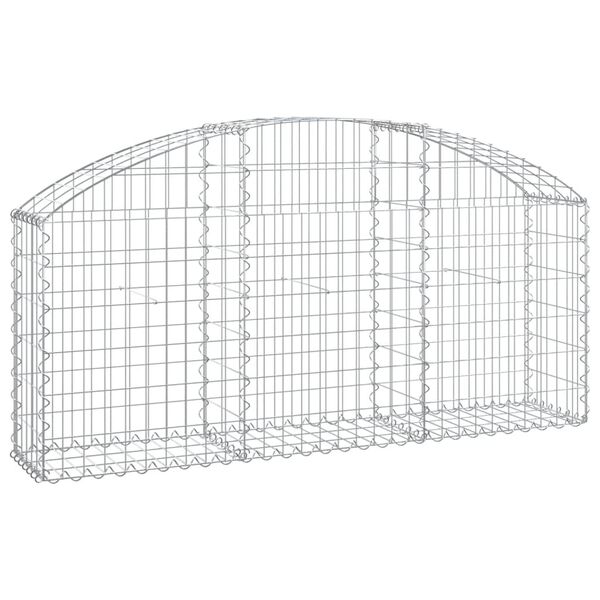 vidaXL Cesto gabião arqueado 150x30x60/80 cm ferro galvanizado