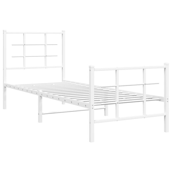 vidaXL Estrutura de cama com cabeceira e p&eacute;s 80x200 cm metal branco